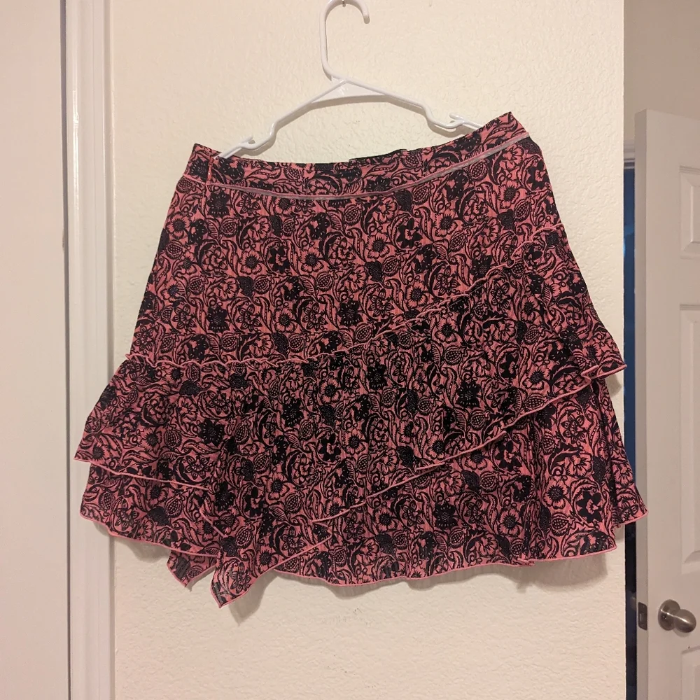 10 Crosby Derek Lam Ruffled Barbie Pink Floral Skirt - SZ 8 - Picture 8 of 9